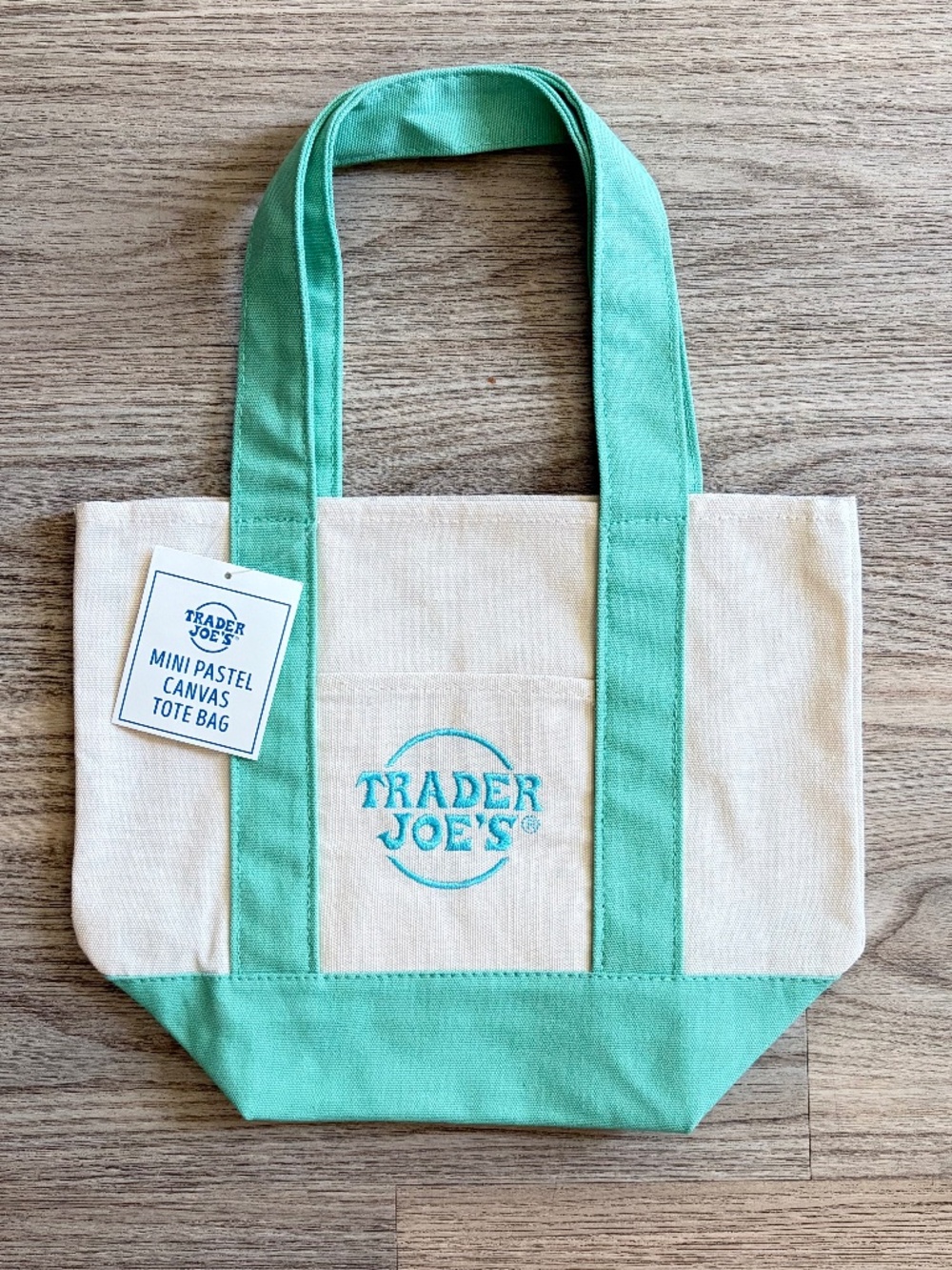 Trader Joe's Special Edition Mini Pastel Canvas Tote Bag 2026 GREEN